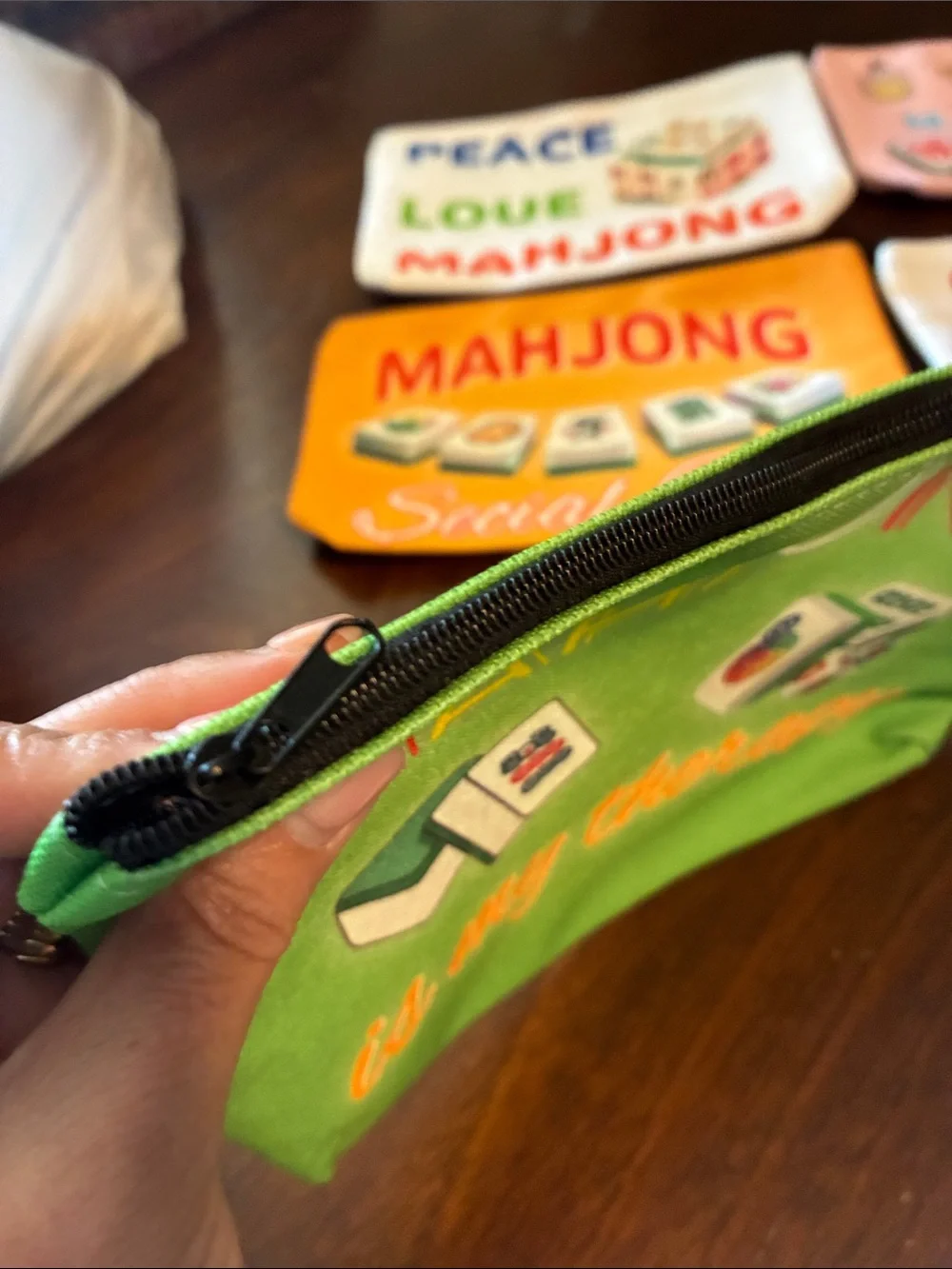 Mahjong Themed Makeup Pouch - Assorted Colors